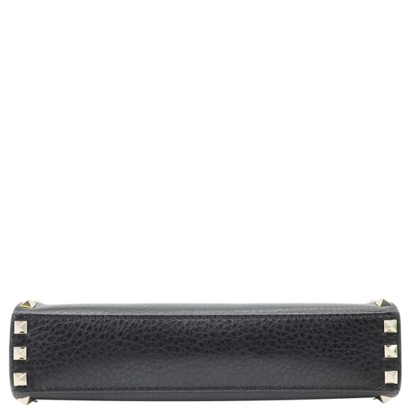 Valentino  Rockstud Flip Lock Small Grained Calfskin Leather Crossbody Bag Black - Picture 9 of 10